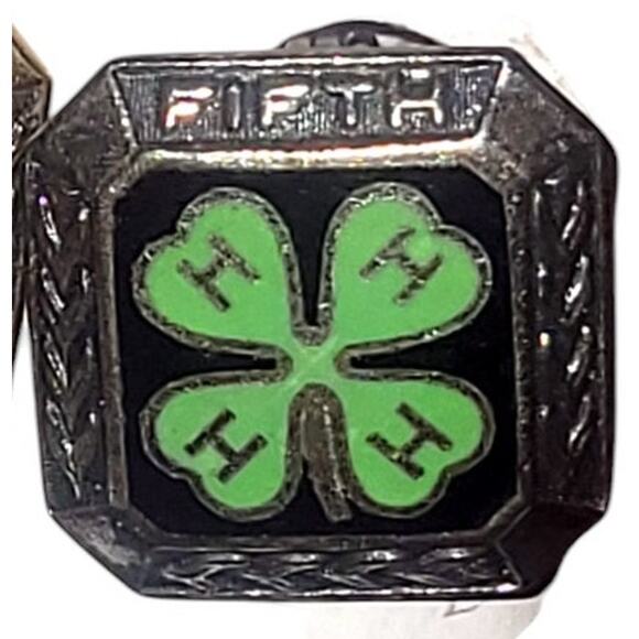 7 4-H Pins:  2-2nd , 3rd, 4th, 5th Sterling, 10K Clover & Junior Leadership Pin - Picture 8 of 13
